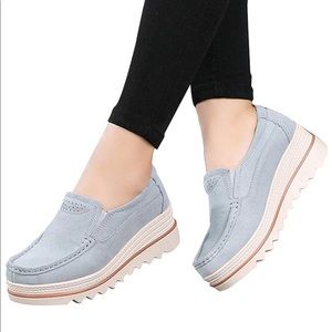 💎 Platform Slip On Loafers Suede Moccasins NEW